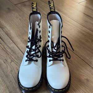 Dr. Martens White Combat Boots with Black Laces